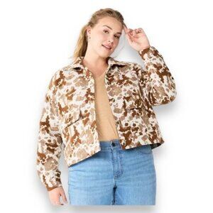 Sonoma Goods For Life Women’s Button Down Cropped Shacket, Jacquard, size 3X